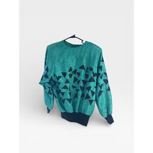 Vintage 80s Abstract Geometric Pullover Top USA‎ Made Petites 12